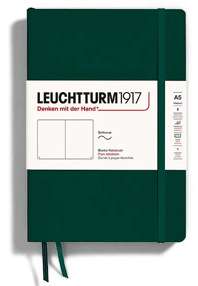 Книга для записей A5, 61 лист, нелинованная "Medium", мягкая обложка, цвет Зеленый лес, Leuchtturm1917 - фото 1