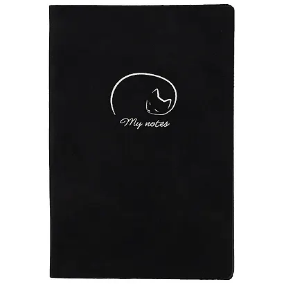 Ежедневник-органайзер недат. А6+ 80л 124*174 "Велюр" черный, мягкий переплет, на кнопке, карманы, офсет, ляссе - фото 5