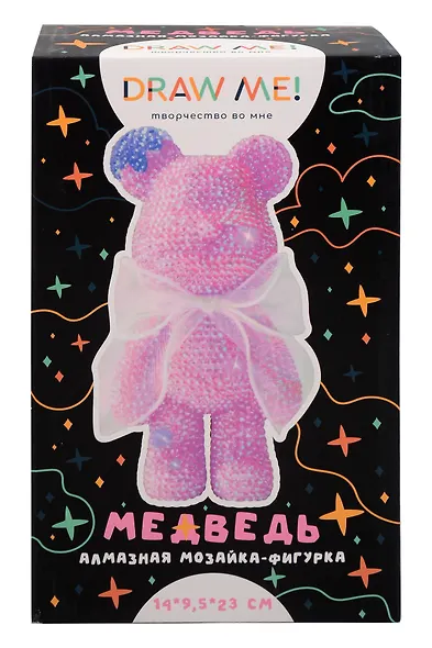 Алмазная мозаика на фигурке Draw Me! "Розовый мишка", (14*9,5*23 см) - фото 1