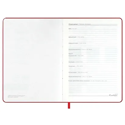 Ежедневник недат. А5 160л "Сариф" красный, иск.кожа, тв.переплет, перфорация, место для ручки, офсет, справ.мат-лы, закругл.углы, ляссе, инд.уп - фото 6