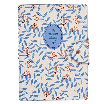 Тетрадь А5 96л кл. "Diary" молочный, иск.кожа, мягк.переплет, полускр.спираль, нашивка с блинт.тиснением, кнопка - фото 1