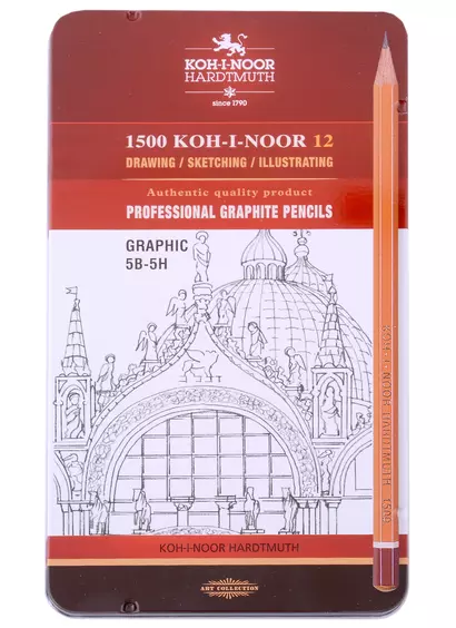 Карандаши чернографитные. 12 штук. 5В-5Н. Graphic. KOH-I-NOOR, (Art collection). 1502/III 43177 - фото 1