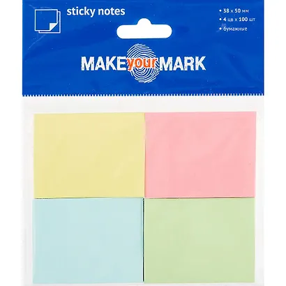 Набор блоков для записей «Make your mark», пастельные,  4 по 100 листов, 5 х 3.8 см - фото 1