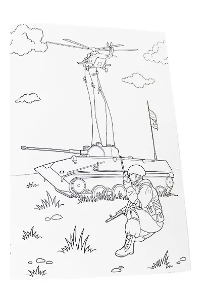 Раскраска с солдатиком. Военная техника - фото 2