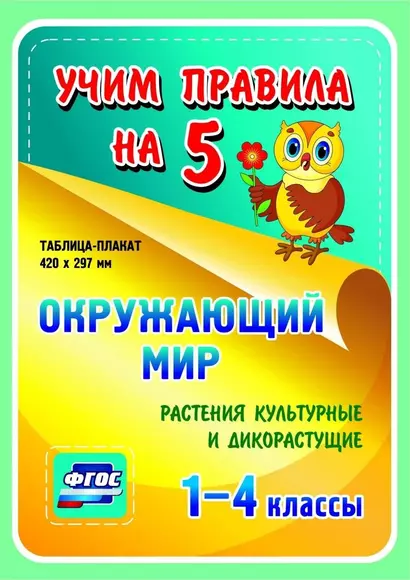 Окружающий мир. Растения культурные и дикорастущие. 1-4 классы. Таблица-плакат - фото 1