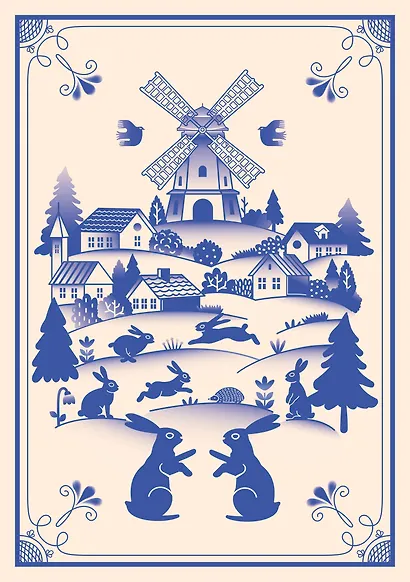 Блокнот Жили-были. Гжель «Зайчики» (формат А5, 144 стр., блинтовое тиснение, тонированный блок) - фото 1