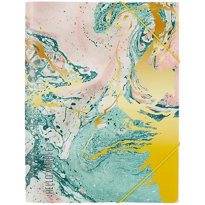 Папка на резинке А4 "Розово-зеленый мрамор" - фото 1