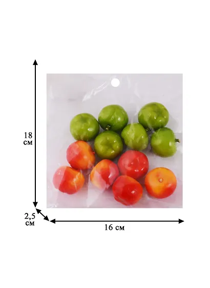 Искусственный декор Яблочки в пакете с подвесом , зеленые и красные, 12 шт - фото 2