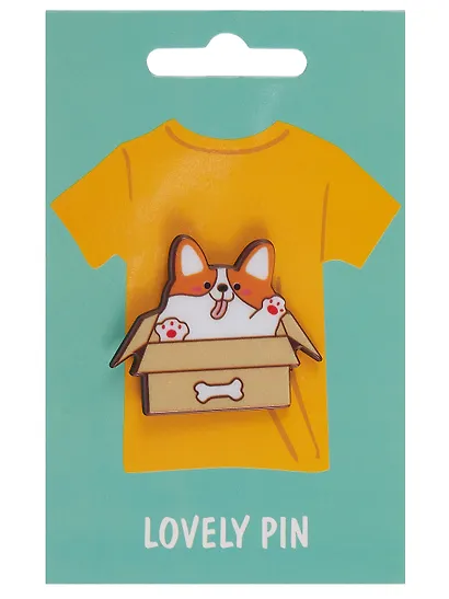 Набор акриловых значков (5шт) (Значок Корги Значок Котик Значок Мопс Значок Котик с книжкой Значок Лисенок) (акрил) (упаковка) - фото 8