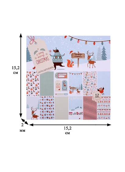 Бумага д/скрапбукинга 15,2*15,2см, 12 дизайнов, 12 листов, двусторонняя A Very Merry Christmas - фото 2