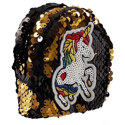 Сумочка-рюкзачок на молнии с пайетками Единорог (10см) (текстиль) - фото 1