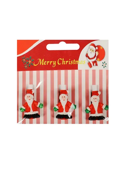 Набор прищепок декоративных, 3 шт, полистоун,дед мороз - фото 1