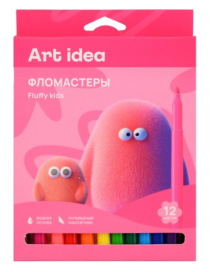 Фломастеры 12цв "Fluffy Kids", к/к, подвес, Art idea - фото 1