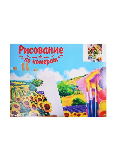 Набор д/творчества Рыжий кот Холст с красками 30х40см по номерам Свежий букет тюльпанов Х-1753 - фото 2