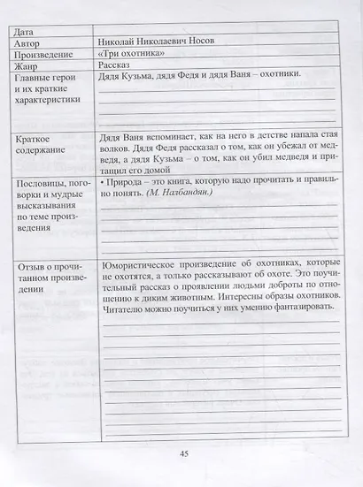 Читательский дневник 5-6 классы. Содержание произведений с отзывами. Характеристики героев. Полезные заметки. По учебнику "Литература" Г. С. Меркина - фото 3