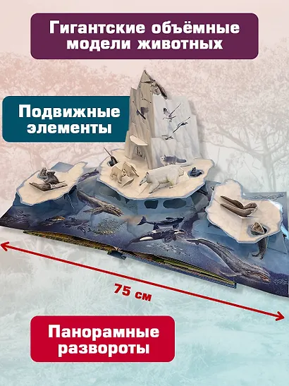 Животные (3D-энциклопедия с большими объемными pop-up фигурами, подвижными элементами и раскладывающимися панорамами. Подарочное издание) - фото 5