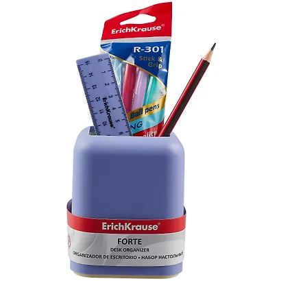 Набор настольный Forte (4ручки, карандаш, линейка), Pastel, фиолетовый с желтой вставкой - фото 2