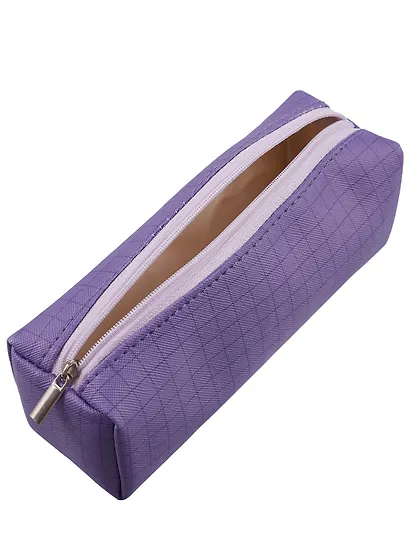 Пенал-косметичка на молнии, из ткани, с подкладкой "Lavender", темно-сиреневый в клетку, Yoi - фото 9