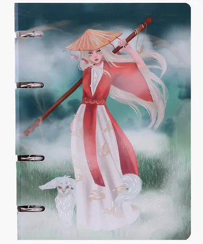 Тетрадь на кольцах в клетку Listoff, "Девушка в кимоно (Эксклюзив)", 100 листов - фото 1