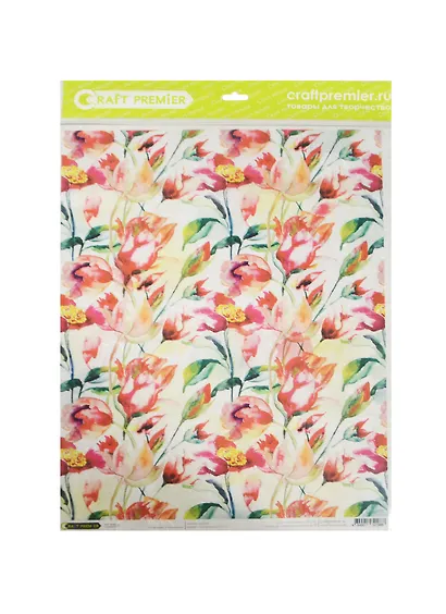 Рисовая бумага для декупажа Craft Premier Тюльпаны (CP01888) (А3) (25г/м) - фото 1