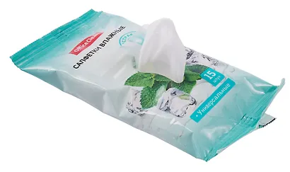 Влажные освежающие салфетки «OfficeClean», 15 шт, с экстрактом мяты, OfficeSpace - фото 4