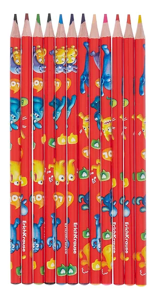 Карандаши цветные 12цв "Jolly Friends" пласт.уп, подвес, ErichKrause - фото 2