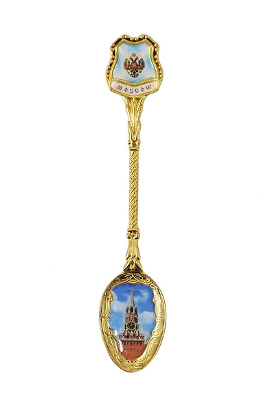 Ложка сувенирная Москва Спасская башня (эмаль) (коробк, блистер) (115-21-1) - фото 1