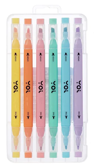 Текстовыделители Yoi, двухсторонние 6 цветов - фото 2