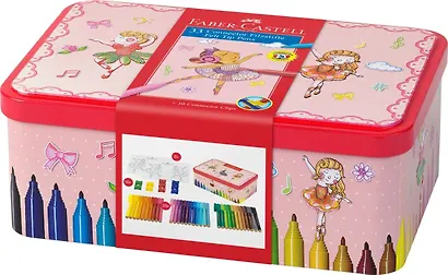 Набор для рисования в боксе «Connector Ballerina» Faber -Castell, 33 фломастера/10 клипс/2 картинки для раскрашивания - фото 1
