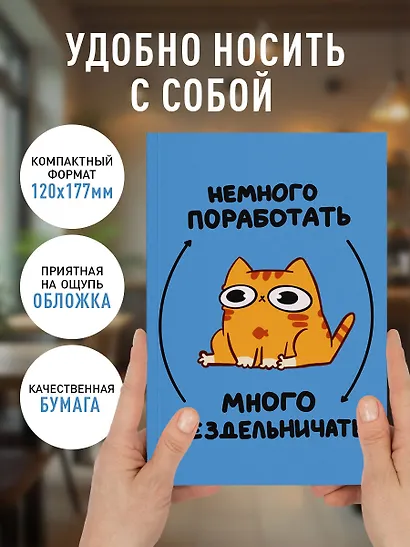 Книга для записей А5 64л лин. "Мурчальня. Немного поработать - много бездельничать - фото 5