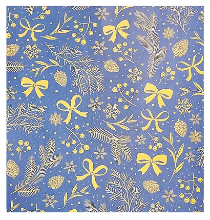 Бумага упаковочная 70*100см "Банты,шишки,веткинасинем" НГ,инд.уп. - фото 2