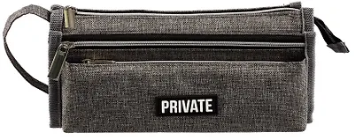 Пенал-косметичка 2 отделения "Private" серый, 21*10*7,5 см, текстильный - фото 6