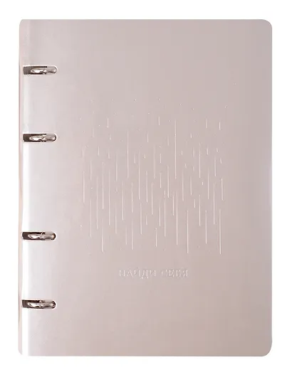 Тетрадь 120л кл. "PEARL. Серый" на кольцах, иск.кожа, тиснение серебр.фольгой, интегр.переплет, инд.уп. - фото 1