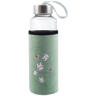 Бутылка в чехле велюр Кролик (стекло) (400мл) (12-07229-DR300-6) - фото 1