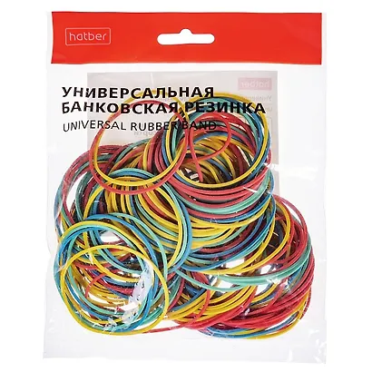 Резинки для денег 100гр, цветные, инд.уп., Hatber - фото 1