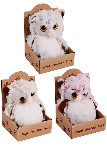 Мягкая игрушка Сова пушистая с блестящими глазками 12-01570-maotouying - фото 5