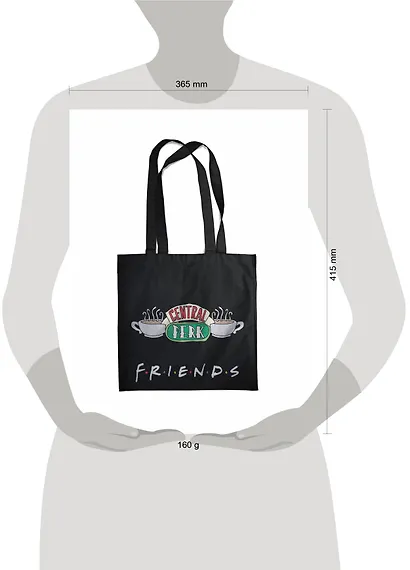 Сумка-шоппер. Friends. Central perk (черная, 38х43 см, длина ручек 58 см) - фото 8