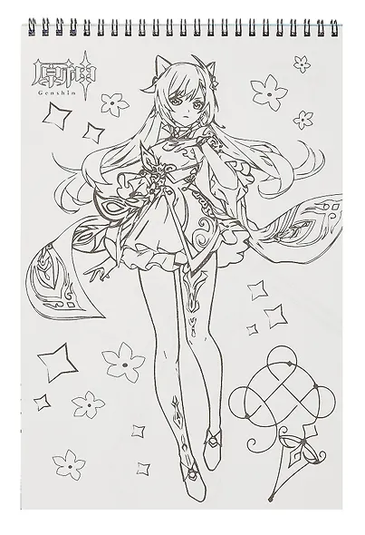 Геншин. Творческий блокнот cо стикерами A4. Изящная Фурина - фото 12