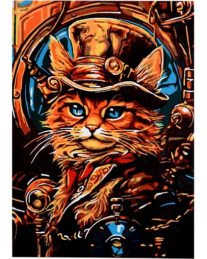 Картина по номерам на картоне "Кот-стимпанк", 20 х 28,5 см - фото 1