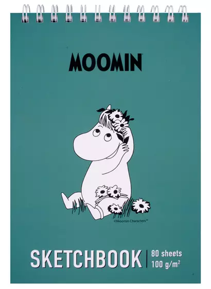 Скетчбук А5+ 40л "Moomin" 100г/м2, тв. обложка, софт. тач, евроспираль - фото 1