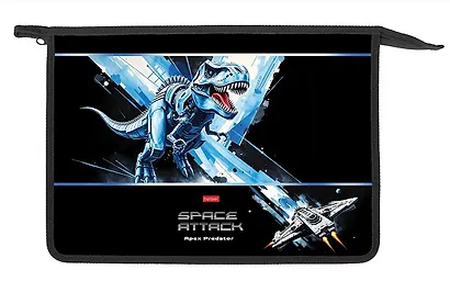 Папка для тетрадей А4 "Dino Space" 24,5*34*4см пластик, молния - фото 1