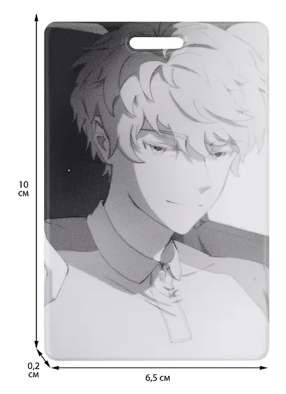 Чехол для карточек вертикальный Аниме Синтонимы Персонаж Портрет (ч/б) (Медина Мирай) (ДК2022-420) - фото 3
