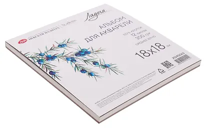 Альбом для акварели 18*18 12л "Ладога" 300г/м2, склейка, 100% хлопок, среднее зерно - фото 2