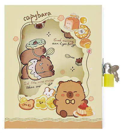 Записная книжка А6+ 46л лин. "Yummy Capybara" карт.коробка с замочком, ассорти - фото 6