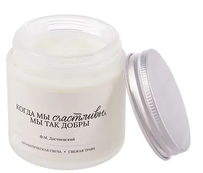 Свеча ароматическая Ф.М. Достоевский Когда мы счастливы, мы так добры (Свежая трава), 120 мл - фото 3