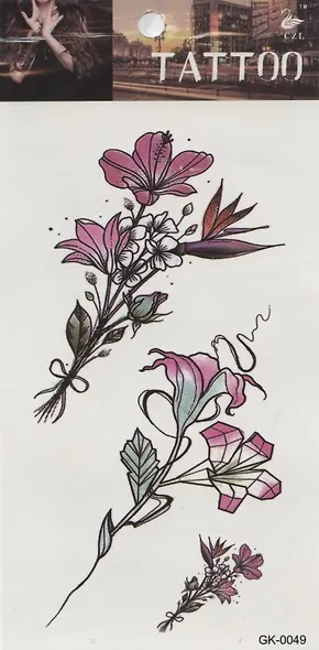 Тату Цветы, 3 вида (GK-0041)(GK-0049)(GK-0082)(9,7*19,8) - фото 3