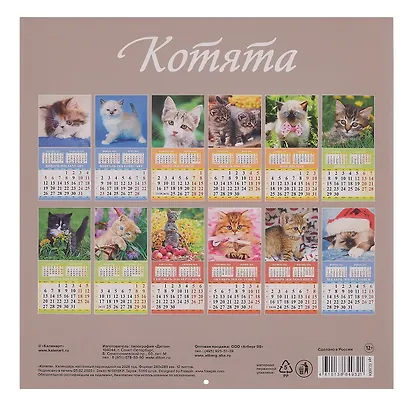 Календарь 2026г 285*285 "Котята" настенный, на скрепке - фото 2