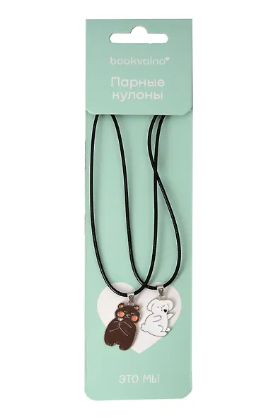 Набор парных кулонов «Кролик и Мишка», текстиль, металл - фото 2