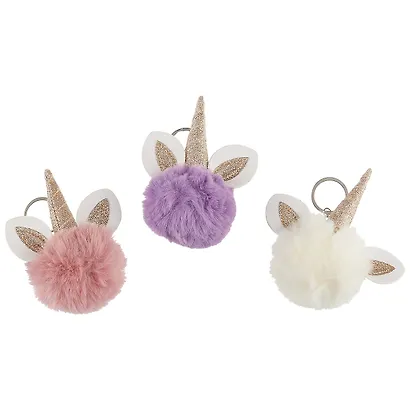 Брелок-помпон с ушками и рогом (иск.мех) (12см) (12-1039B-A003) - фото 3