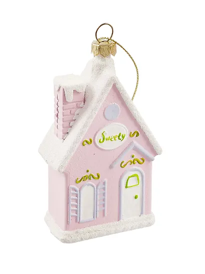 Новогоднее подвесное украшение Домик розовый (пластик) (ПВХ бокс) (11см) (12-09305-N3) - фото 3